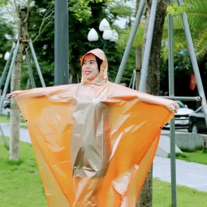 Áo mưa cánh dơi trong màu cam